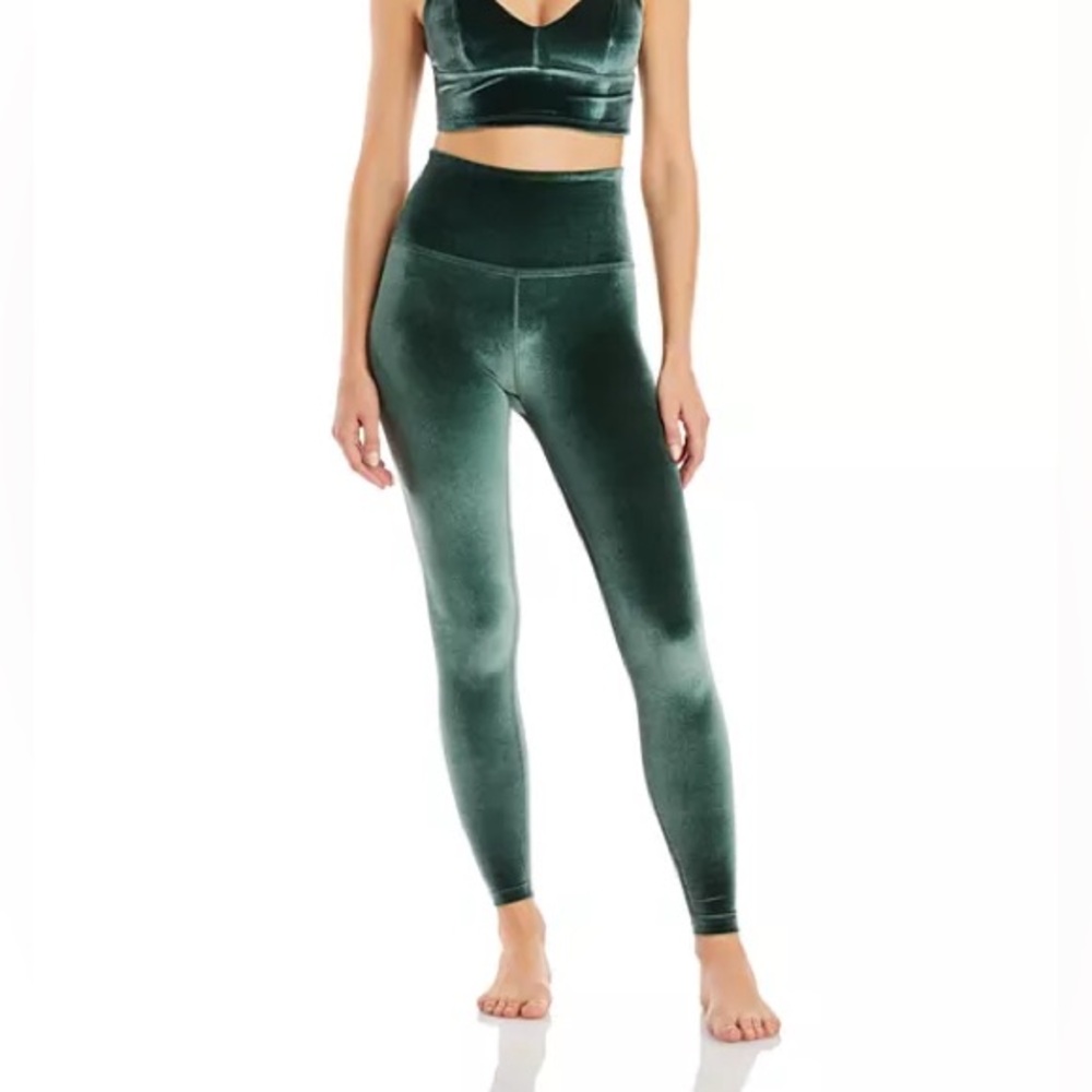 Women's Velvet Leggings - Green